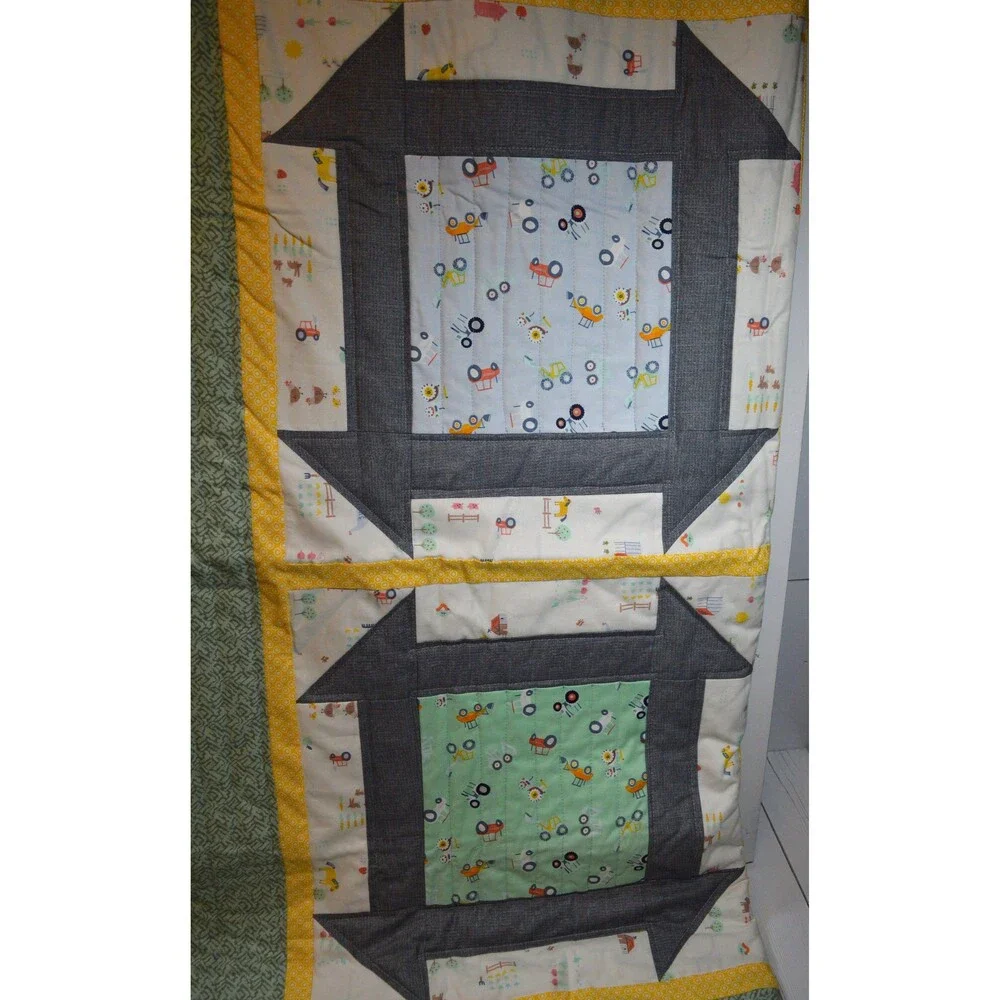 Farm Life Baby Quilt, Boy Patchwork Quilt